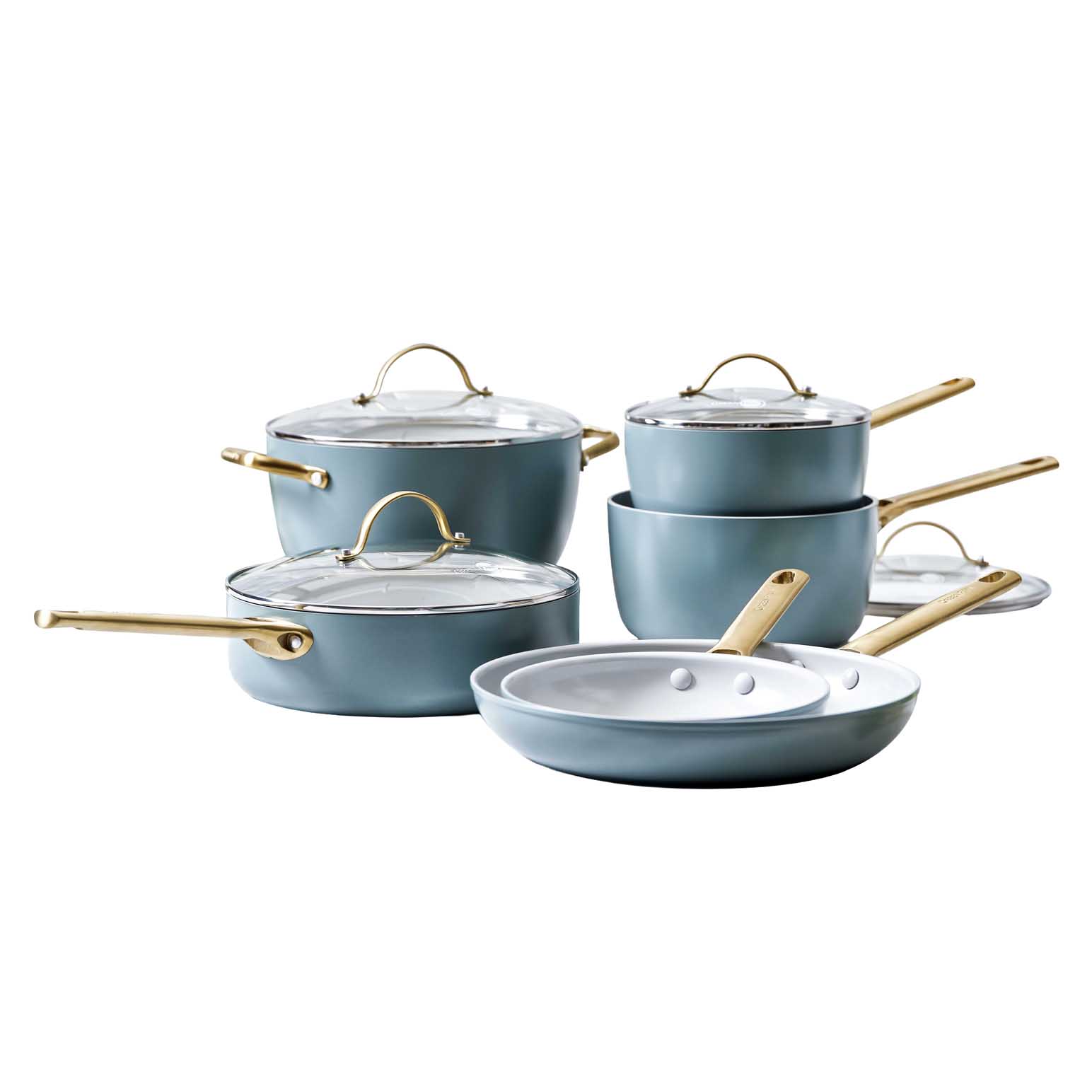 Greenpan Padova 6 (10) Piece PFAS Free Cookset - Smokey Blue